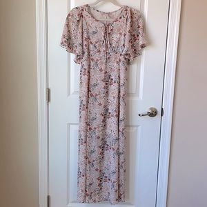 FOREVER 21 Pink Floral Print Maxi Dress